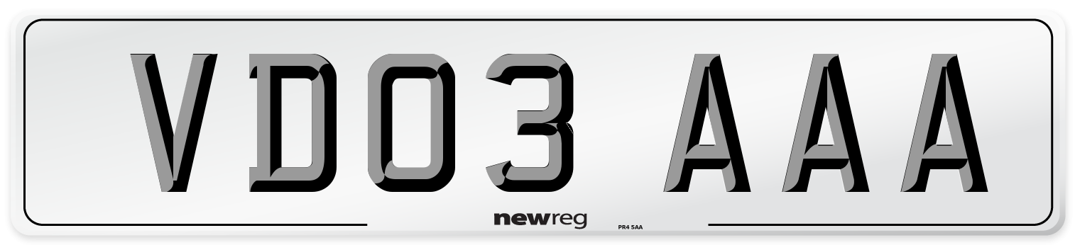 VD03 AAA Number Plate from New Reg